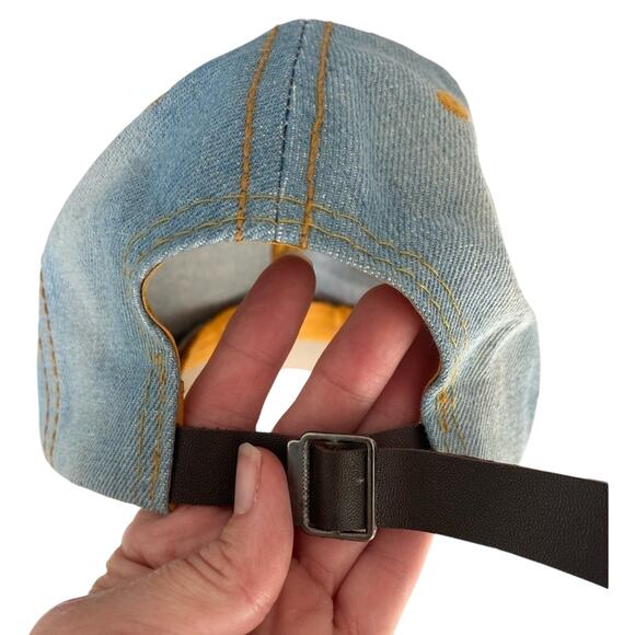 Chic Embellished Faux Pearl Rhinestone Ltwash Distressed Denim Baseball Cap Hat - Picture 8 of 9